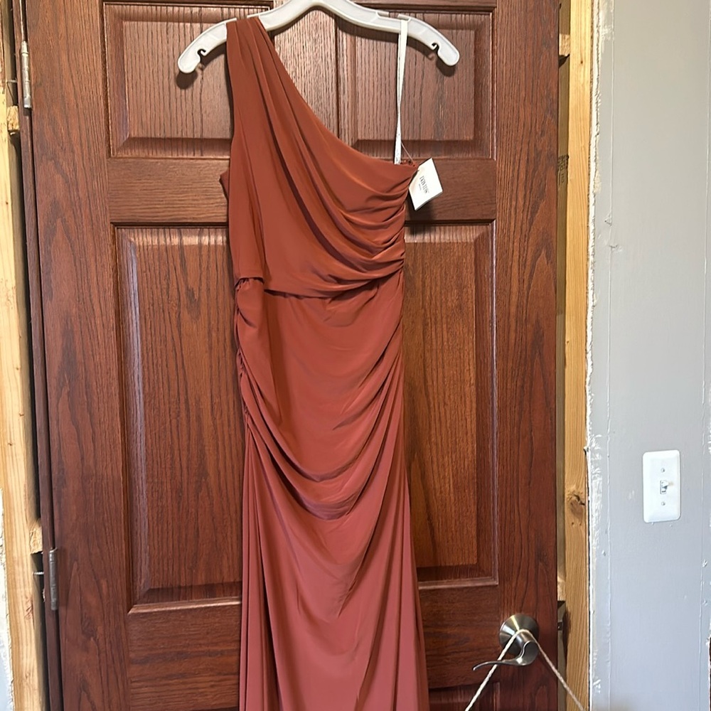Celebrate db studio, size 8 cinnamonn ruched jersey one-shoulder dress, nwt